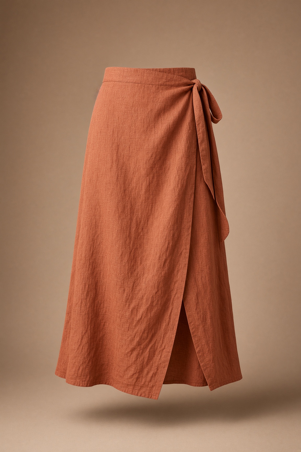 Falda midi wrap terracota